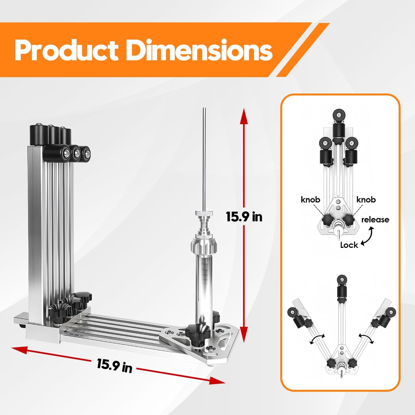 Moroayop Wheel Weaving Stand for Bike Repair – Smooth 360° Rotating Bike Wheel Truing Stand, Foldable Aluminum Alignment Tool with Rim-Safe Rollers, Fits MTB, Road & 700C (Thru Axle & QR)