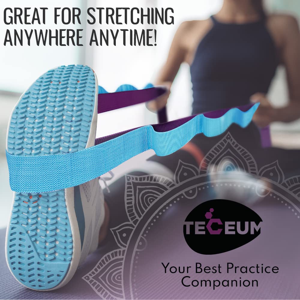 [NEW 2023] TECEUM Yoga Stretching Strap 10 Loops Non-Elastic Strap - Home Workout Stretch Strap for Physical Therapy, Yoga, Pilates cttn 1 in MB