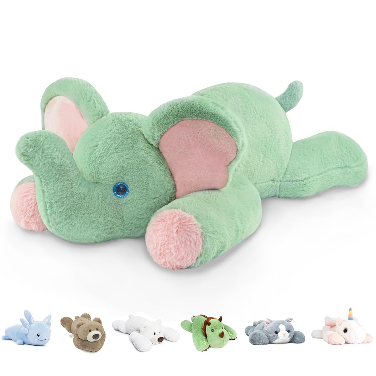 Niuniu Daddy 20" | 3.3 Pound Elephant Weighted Stuffed Animals, Large Pillowfort Plush Animal Toys for Kids Adults, Large Body Pillow for Gifts Presents Birthday Christmas Holiday