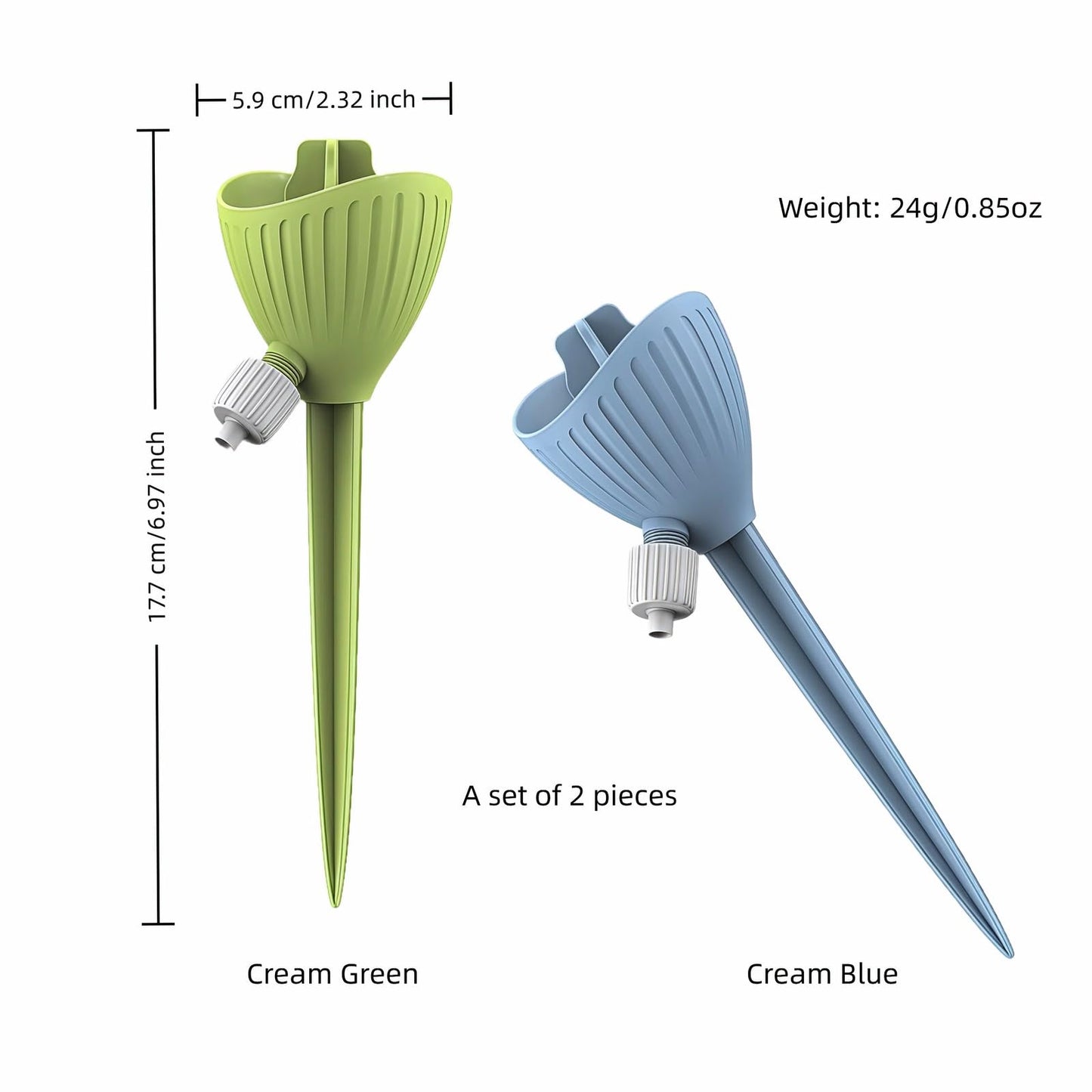 Self-Watering Spikes for Plants, Adjustable Dripping Irrigation Stakes with Valve, Automatic Watering System for Indoor & Outdoor Potted Plants, Universal Fit 28-30mm Bottles (2 Pack)