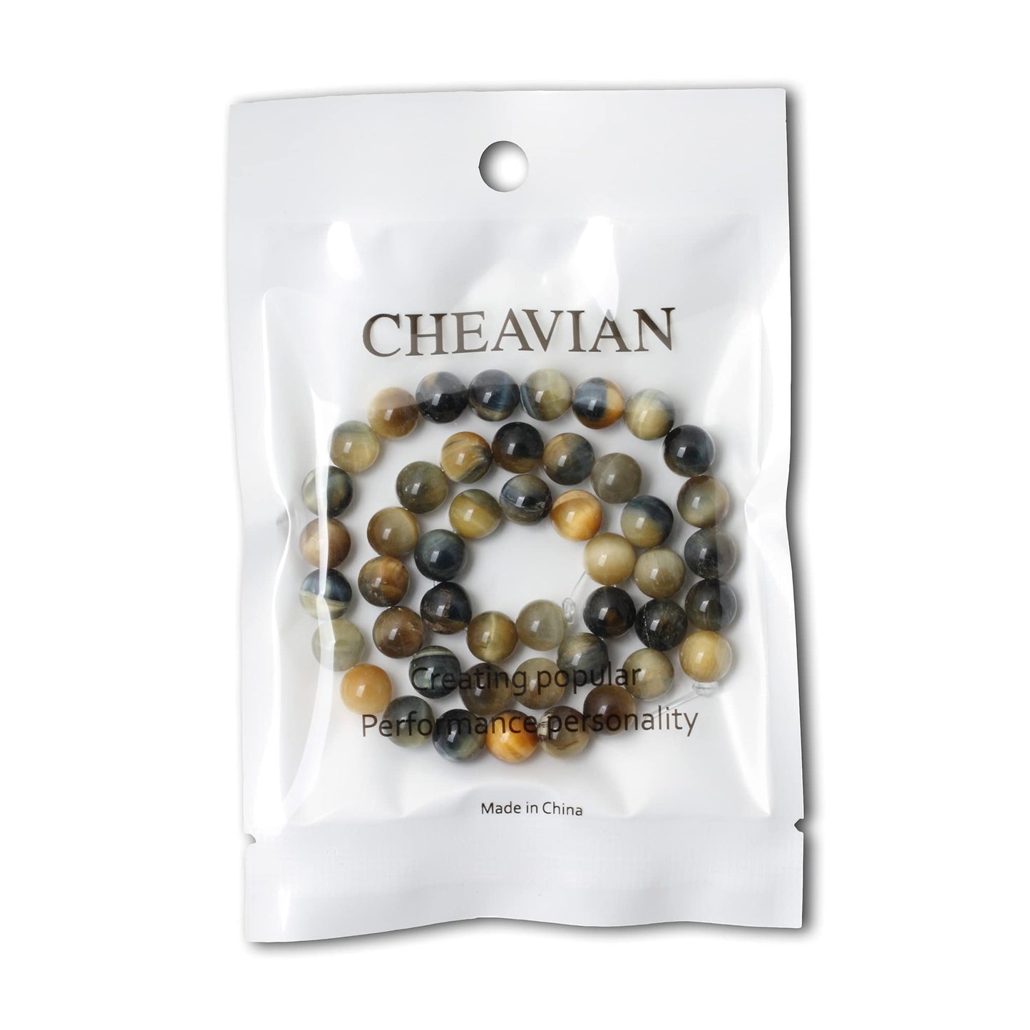 CHEAVIAN 45PCS 8mm Natural Dream Tiger Eye Stone Round Loose Beads for Jewelry Making DIY Bracelet Necklace Materials 1 Strand 15"