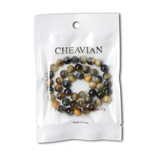 CHEAVIAN 45PCS 8mm Natural Dream Tiger Eye Stone Round Loose Beads for Jewelry Making DIY Bracelet Necklace Materials 1 Strand 15"