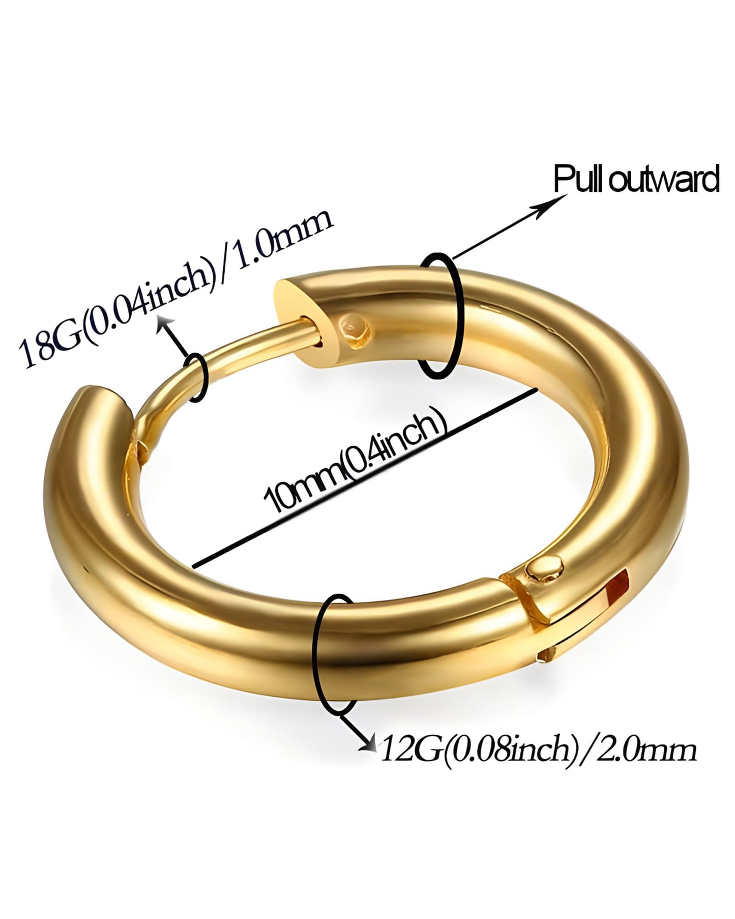 316L Surgical Stainless Steel Huggie Hoop Earrings 10mm Hypoallergenic Earrings Hoop Cartilage Helix Lobes Hinged Sleeper Earrings For Men Women(C05:10mm Rose Gold+Gold+Silver+Black(8pcs))