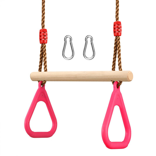 PELLOR Trapeze Bar Gym Rings -Trapeze Swing Bar for Playground Accessories Monkey Bars with Adjustable Rope Kit Equipment for Children Adult