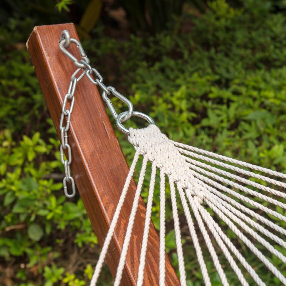 Lazy Daze Hammocks 12FT Double Rope Hammocks, 2 Person Hand Woven Cotton Hammock with Spreader Bar for Outside, Patio, Poolside, FIT 13-15 FT Stand, Max 450 Lbs, Natural, 141 x 57 inches