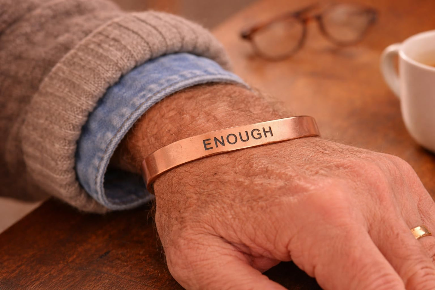 Touchstone Inspirational Copper Engraved Magnetic Bracelets for Women-Personalized Jewelry Gifts for Best Friend/Mom/Daughter/Sister - Adjustable Bracelet in a Pretty Gift Box Enough