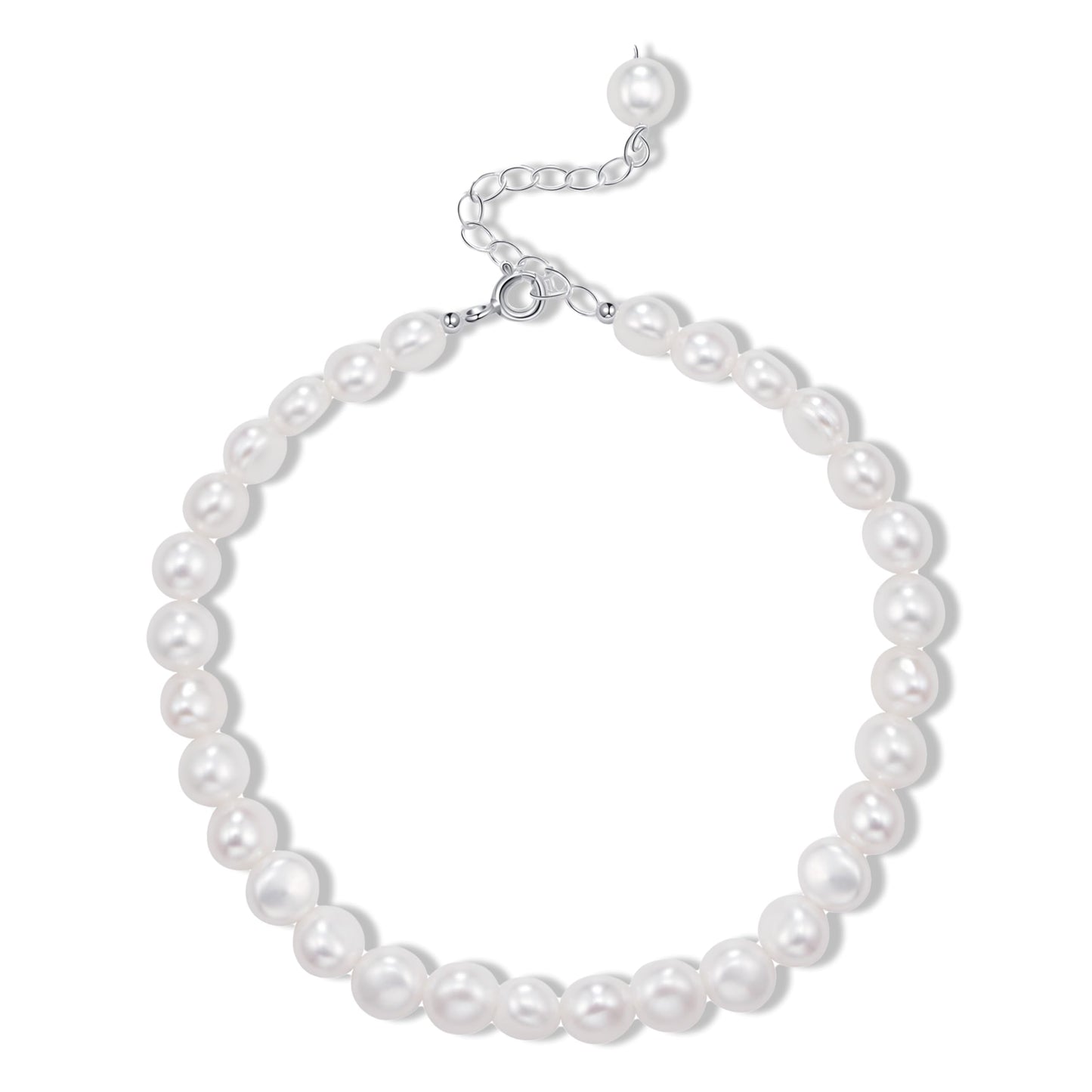 HENGSHENG Natural Baroque Pearls Link Bracelets for Women Freshwater Cultured Pearls Strand Bracelets Handpicked Pearl Elegant Jewelry - White
