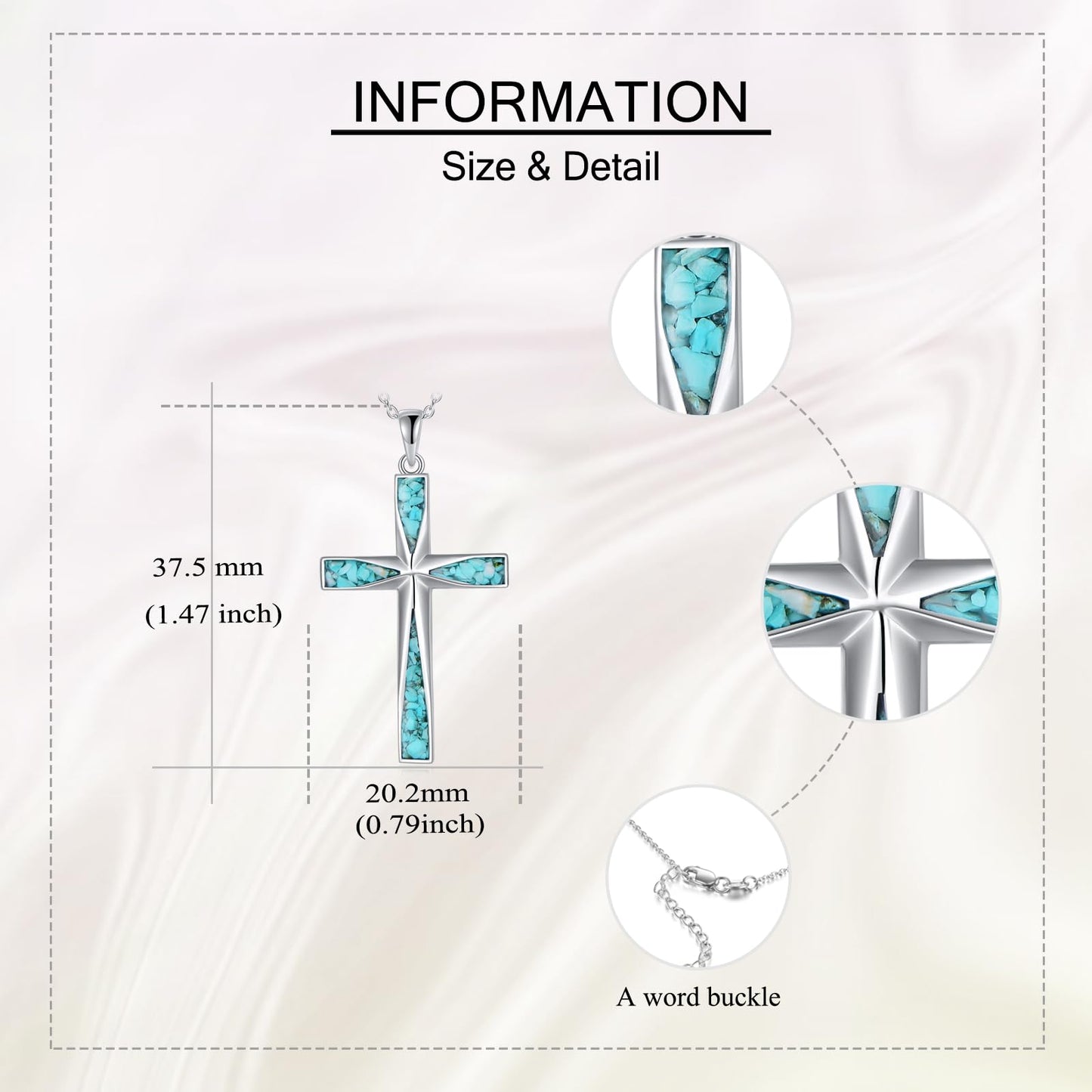 ONEFINITY Cross Necklace Sterling Silver Origami Turquoise Cross Pendant Necklace Religious Jewelry Gifts for Women Men
