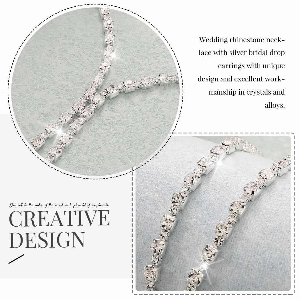 Unicra Silver Prom Jewelry Sets Rhinestone Necklace and Earring Set Bridal Wedding Jewelry for Women and Brides
