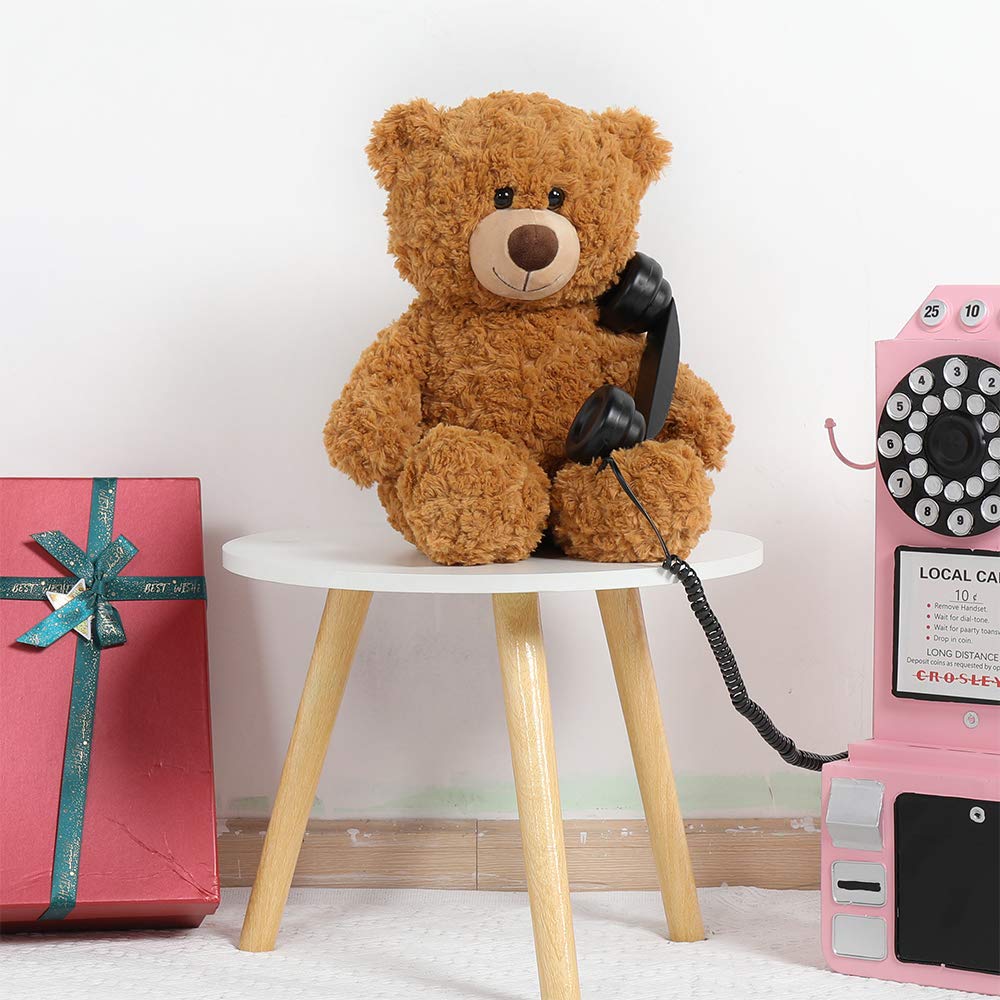 Tezituor Small Teddy Bear Stuffed Animals 18inch, Cute Teddy Bear Plush Toys for Kids Girl Boy, Christmas Bear Plushie Gift for Girlfriend Boyfriend Women Wife, Brown