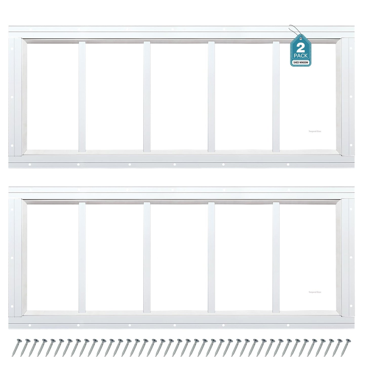 Melkus Shed Window 12"x30" 2 Pack Transom Window Fixed Design with Tempered Glass, Perfect for Shed, Chicken Coop, Barn, Greenhouse, Garage, Playhouse, Storage Room, White