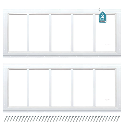 Melkus Shed Window 12"x30" 2 Pack Transom Window Fixed Design with Tempered Glass, Perfect for Shed, Chicken Coop, Barn, Greenhouse, Garage, Playhouse, Storage Room, White