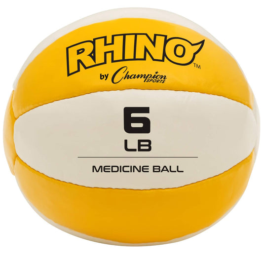 Champion Sports Exercise Medicine Ball, 6-7 lbs, Leather with No-Slip Grip, Weighted Med Ball for Weight Training, Stability, Plyometrics, Cross Training, Core Strength, Heavy Workout Ball