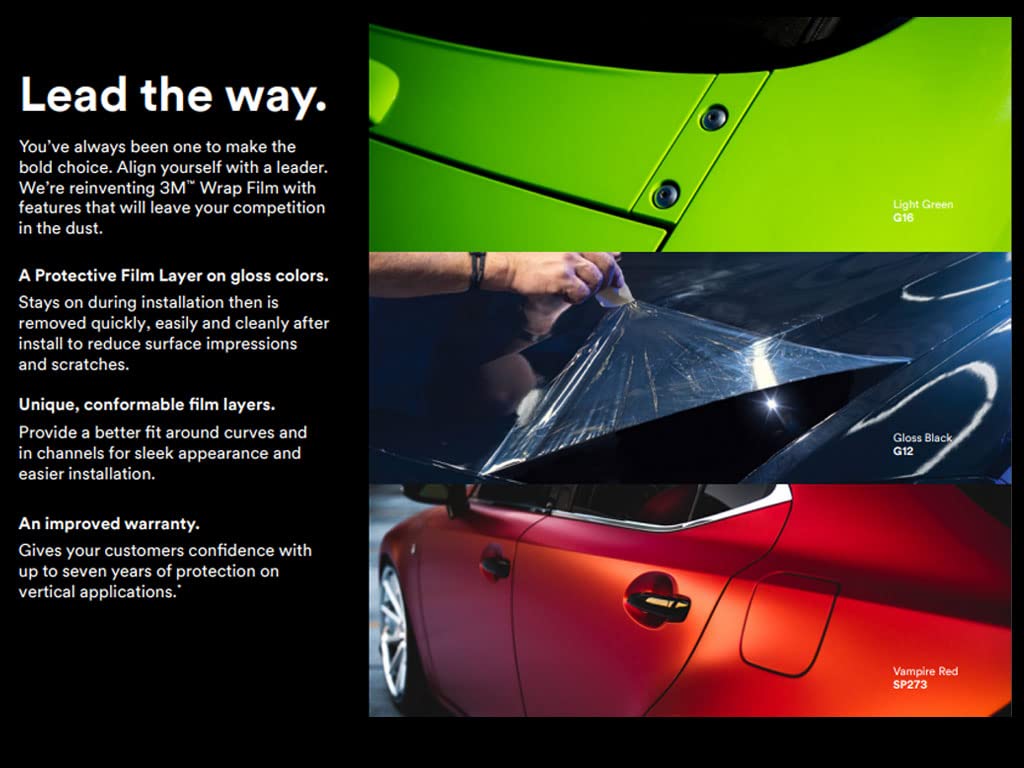 3M 2080 Series G12 Gloss Black Dual Cast Thick Vinyl Car Wrapping Film - 5ft x 7ft - 35sq ft - Bubble Free Vehicle Sheet Roll