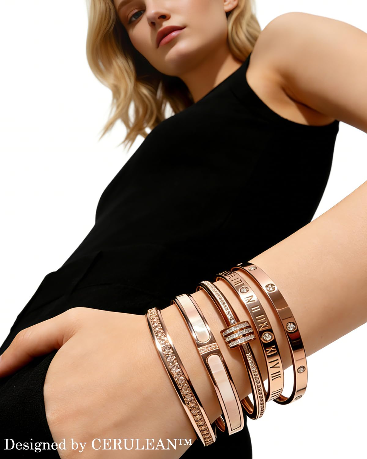 5-Piece Elegant Stainless Steel Bracelet Set, Fashionable Classic Design, Stainless Steel 5 Piece Bracelet Set, Non Tarnish Bangle, Elegant Bracelets Sets for Everyday and Formal Wear (Silver)