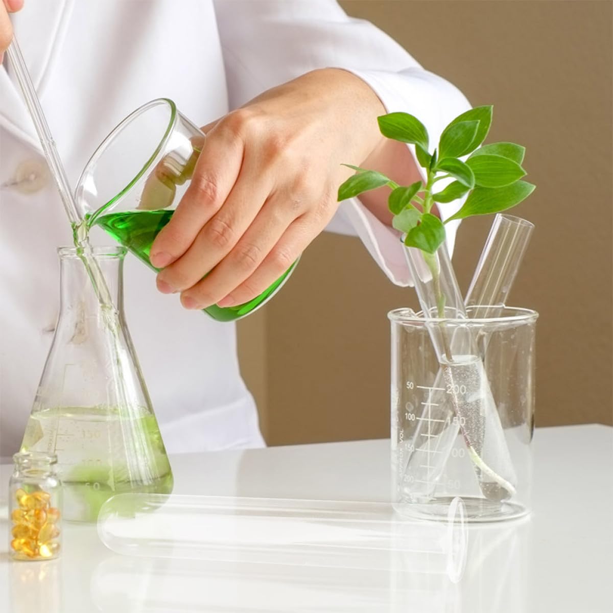 Healifty 4pcs Glass Hydroponic Tube Vase Set 2.5x3x18cm Test Tube Propagation Planter for Desktop Terrarium and Plant Propagation Home Décor
