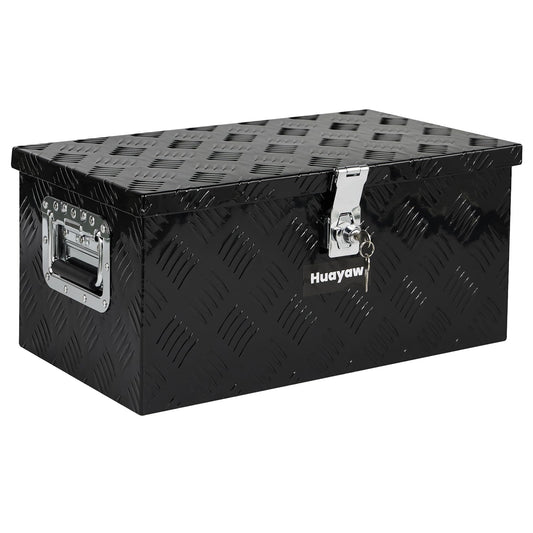 Aluminum Truck Tool Box, Heavy Duty Waterproof Truck Storage Organizer, Pickup Truck Bed RV Trailer with Side Handle, Lock and Keys (Black, 20-INCH)