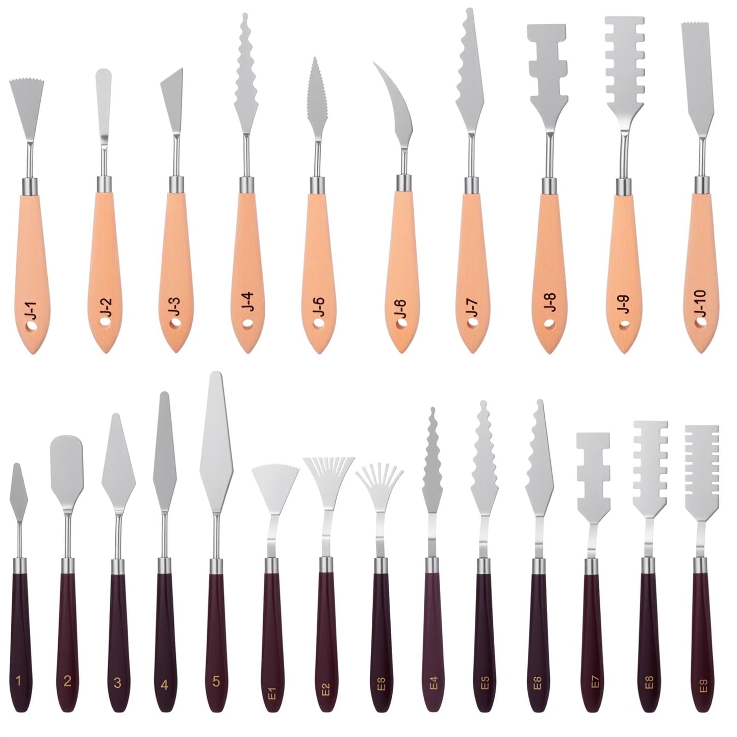 29 Pcs Palette Knife Set, Stainless Steel Palette Knife with Wooden Handle, Numbered Paint Spatula, Oil Painting Supplies for Acrylic Painting, Textured Art