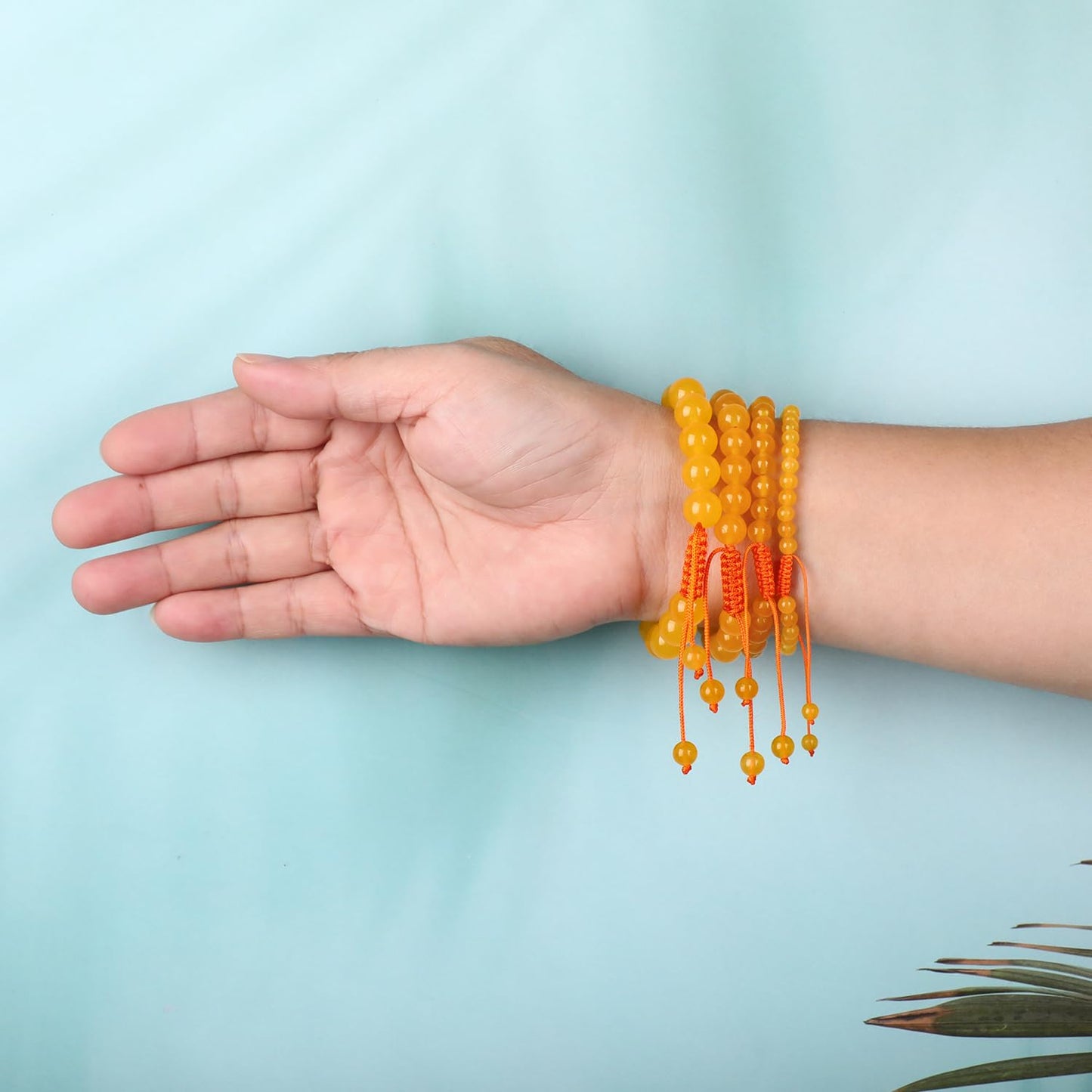 AD Beads 4mm Yellow jade Bracelet - Stone of abundance and joy - Handmade Natural Stone Crystal Bracelet with Adjustable Macrame String - Yoga Healing Power Energy Gifts for Men and Women
