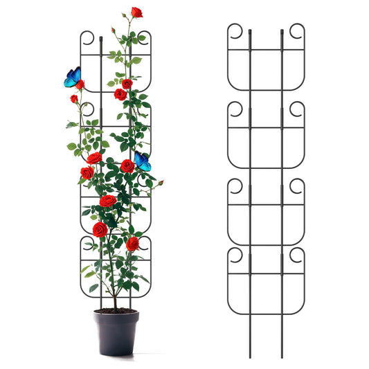 4 Pack Trellis for Climbing Plants Indoor, Expandable Small Metal Trellis for Potted Plants, Flowers Vine Ivy, Sturdy Houseplant Pothos Plant Climber Support