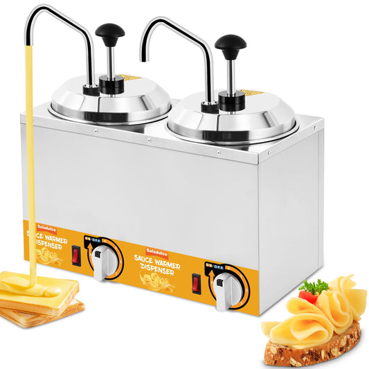 Saladulce Nacho Cheese Dispenser Warmer 5.3Qt Electric Cheese Pump with 9 Stickers&Cleaning Kits, Insulated Dispenser Pump for Cheese Fudge Caramel 86-185℉ 110V