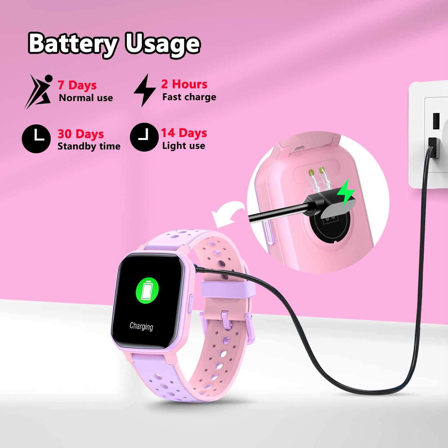 JOYELE Smart Watch for Kids Teens, No Phone Needed Fitness Tracker Boy Girls Watch with 19 Sport Modes, Pedometer, Sleep Monitor, Kids Watch Birthday Gifts Toy Gift for Girls Boys 6-16 (Purple)