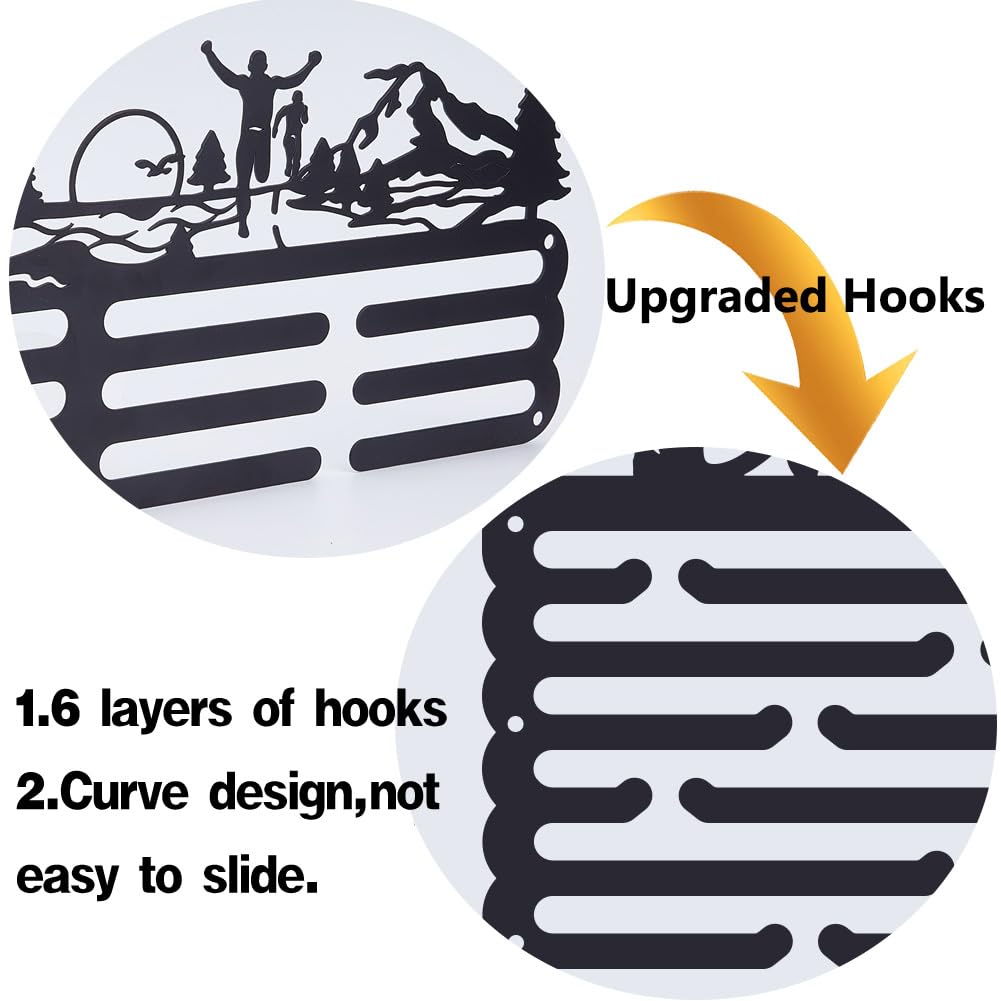 SUPERDANT Dance Medal Hanger Display Dancer Sports Medal Holder Dance Award Metal Medal Organizer Ribbon Rack Wall Mounted Race 6 Rows 24 Hangers Non-Slip Hooks for Athletes Dancer Gifts for Kids