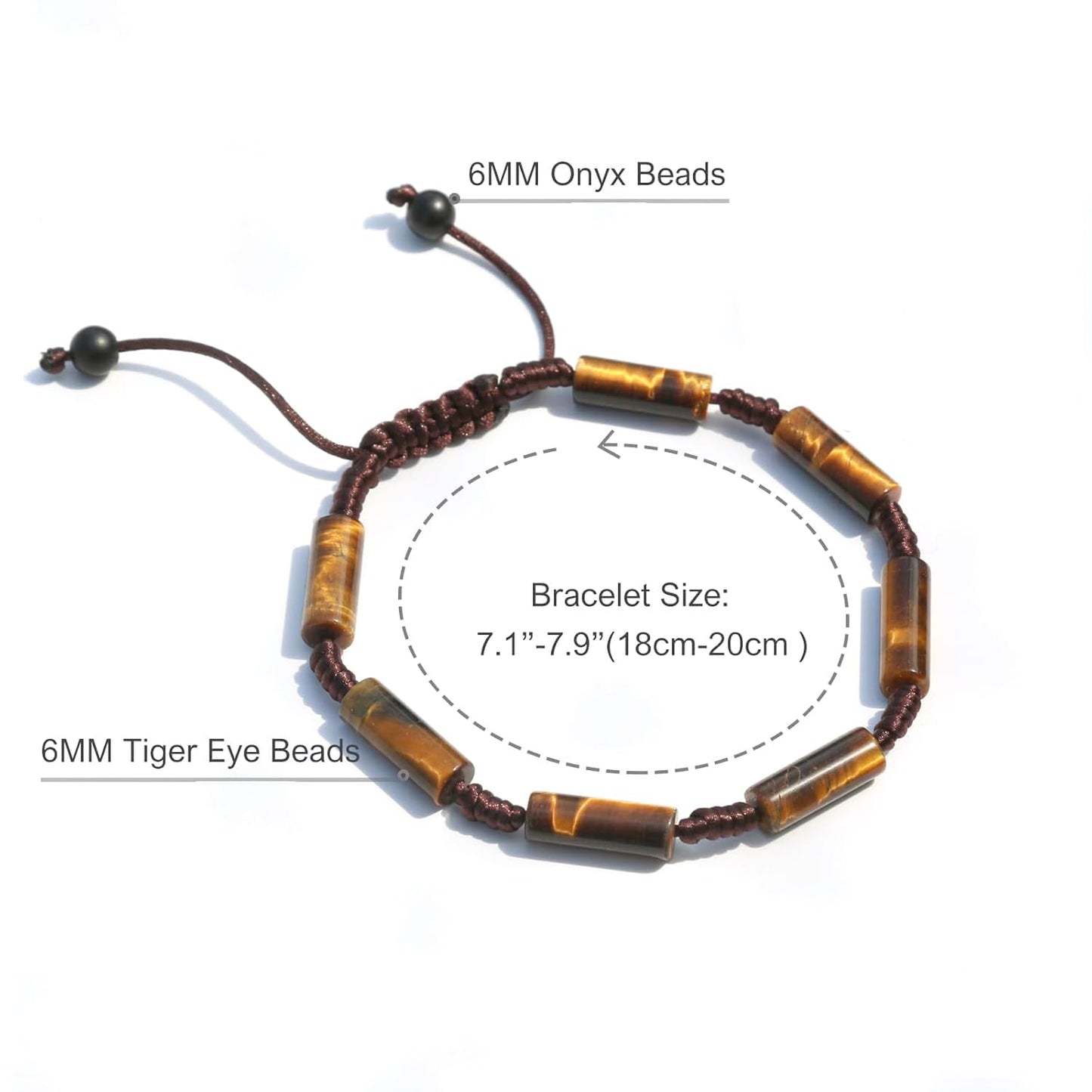 Onesmek Protection Tigers Eye Crystal Bracelet for Men - Healing Crystal Tiger Eye Gemstone Bead Mens Bracelet 6mm, Premium Cylindrical Stone Beads Bracelets Crystals Jewelry Birthday Gifts for Him