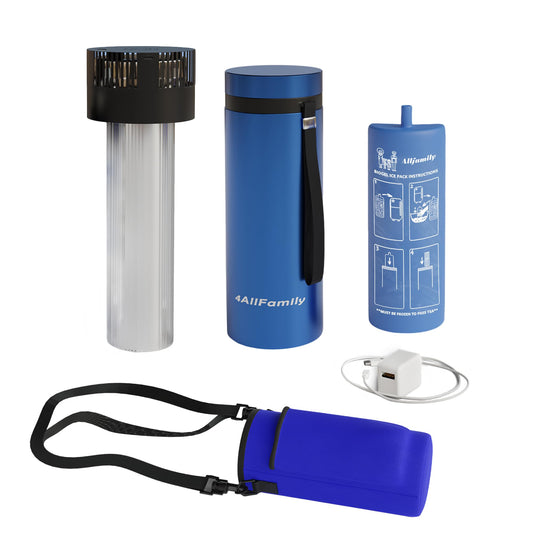 4ALLFAMILY Voyager Insulin Cooler with Auto Shut-Off – Insulin Cooler Travel Case TSA Approved for 30H – Blue USB Powered Medication Travel Case with Ice Pack for Temperature-Sensitive Meds