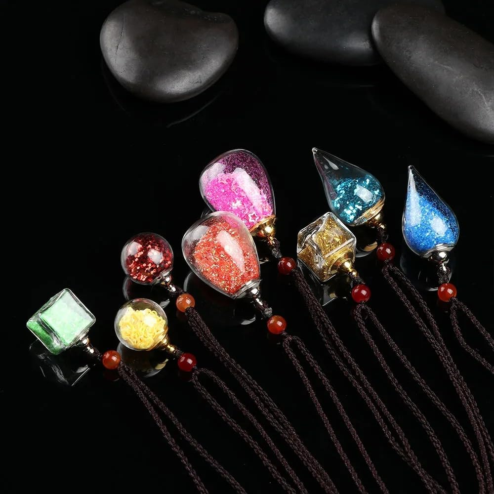 925 Sterling Silver Blood Vial Necklace For Women and Men - Glass Pendant Perfume Bottle - Water Container Jar Necklaces For Liquid Oil Diffuser Jewelry