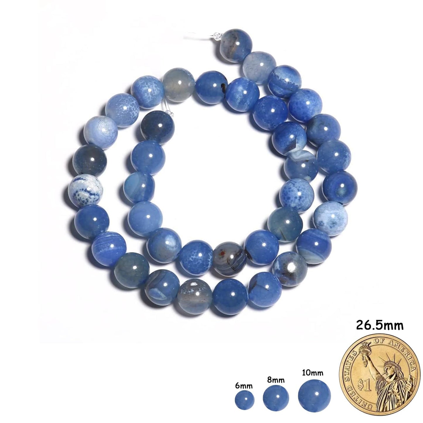 Yochus 60pcs Blue Fire Agate Stone Beads，6mm Healing Power Natural Stone Round Loose Beads for Jewelry Making Earring Necklace DIY Crafts