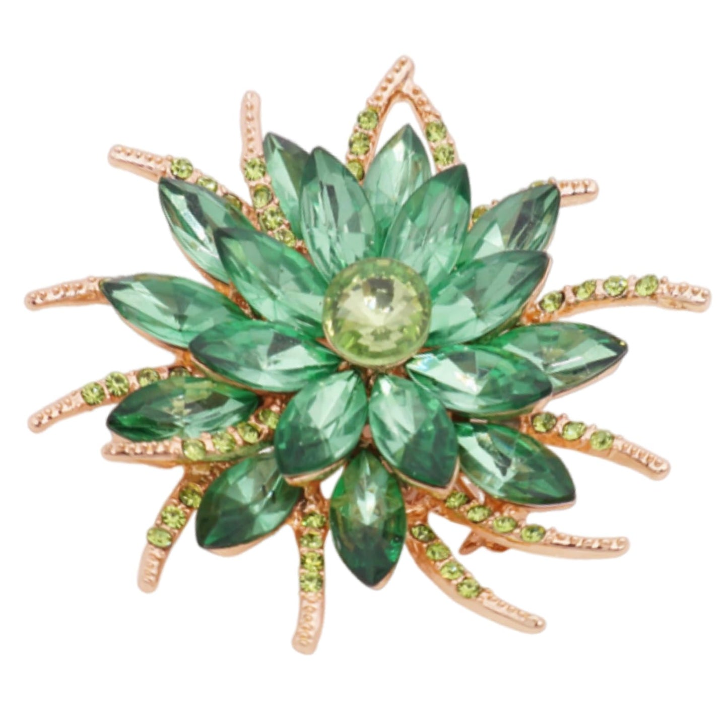 Rhinestone Large Flower Brooches Pins for Women Fashion Sparkly Crystal Sunflower Statement Brooch Unique Wedding Party Suit Dress Jewelry Accessories (Green2)