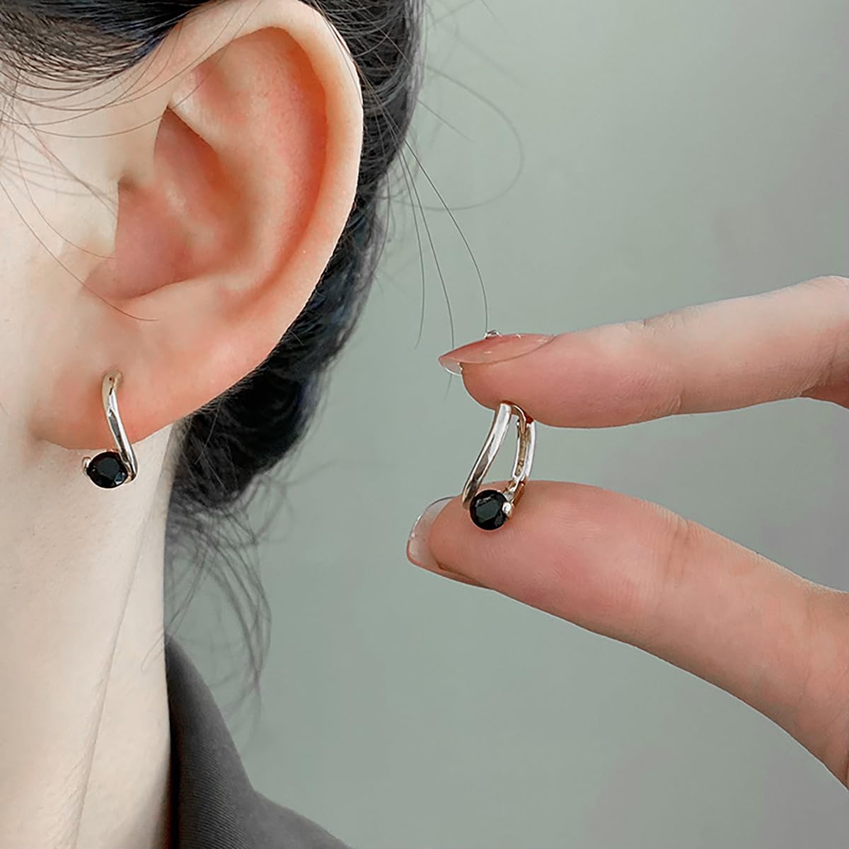 Halolux Lymphvity Germanium Earring for Women Lymphatic Drainage Earring CZ Zircon Acupressure Earrings Atheniz Lymphatic Earrings Dainty Jewelry Gifts (Black)