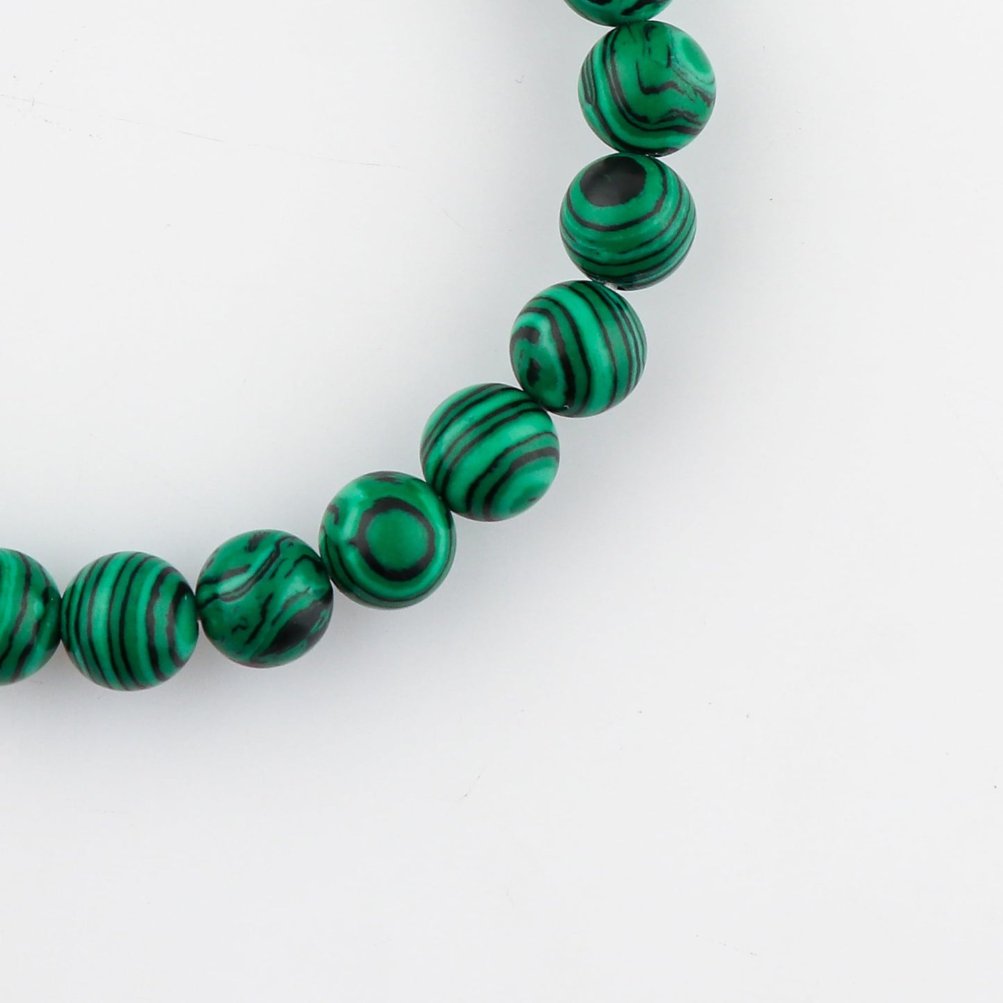 CRYSTALINES Genuine Malachite Gemstone Beaded Stretchable Bracelet for Men Women, Handmade Boho Jewelry, Chakra - Healing - Yoga - Spiritual - Protection, Birthstone, Unisex Stretch Bracelet