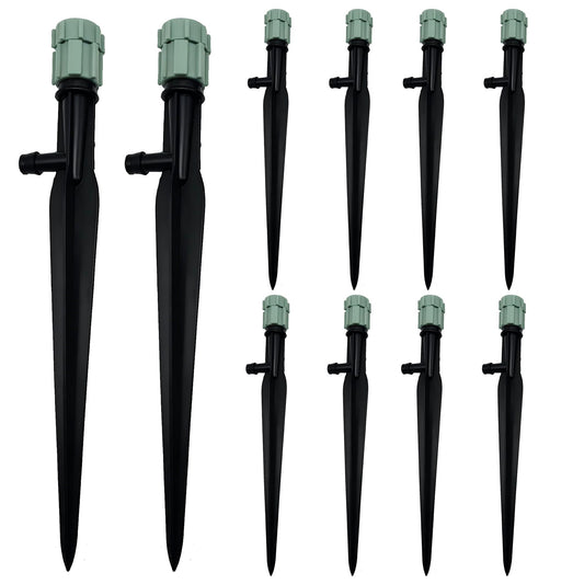 Ypzxola 10 Pack Adjustable Bubbler Sprinkler Heads with 11.8in Stake, 360 Degree Micro Irrigation Emitters, Drip System Replacement Sprayer for Lawn Garden Plants Watering