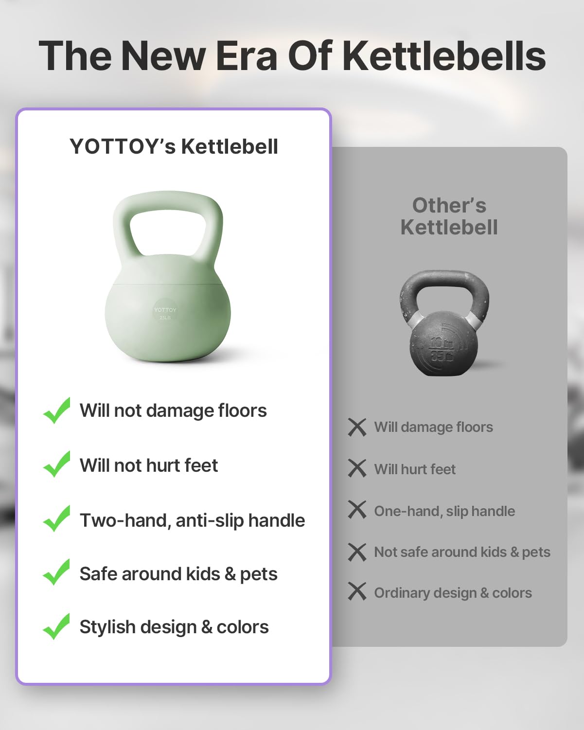 YOTTOY Soft Kettlebell,Kettlebell Anti-Slip Grip Weight for Home Workouts, Kettlebells Set Strength and Safety Guaranteed (Green, 30 LB)