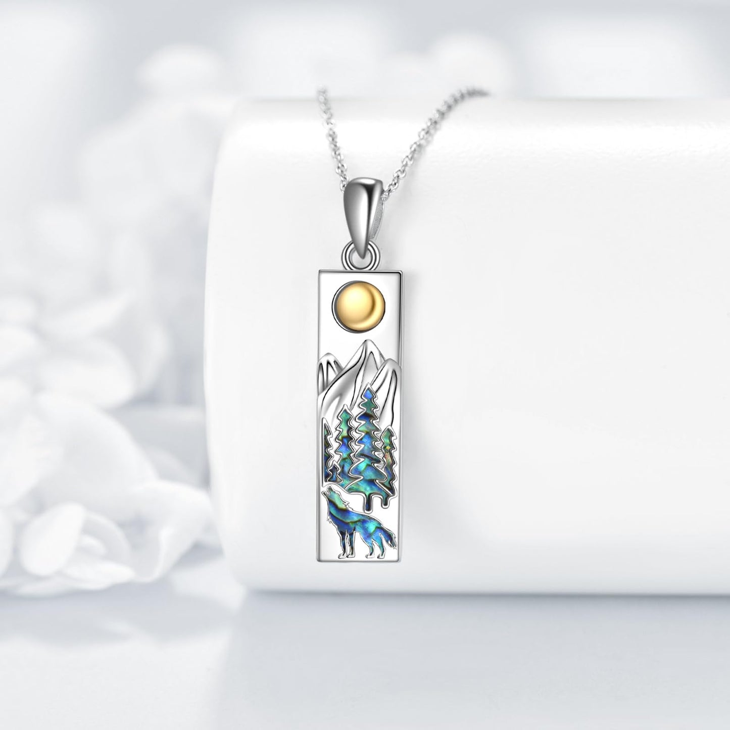 YFN Wolf Mountain Necklace for Women Sterling Silver Nature Necklace Jewelry Gift for Skiers, Hikers, Campers, Climbers and Nature Lovers