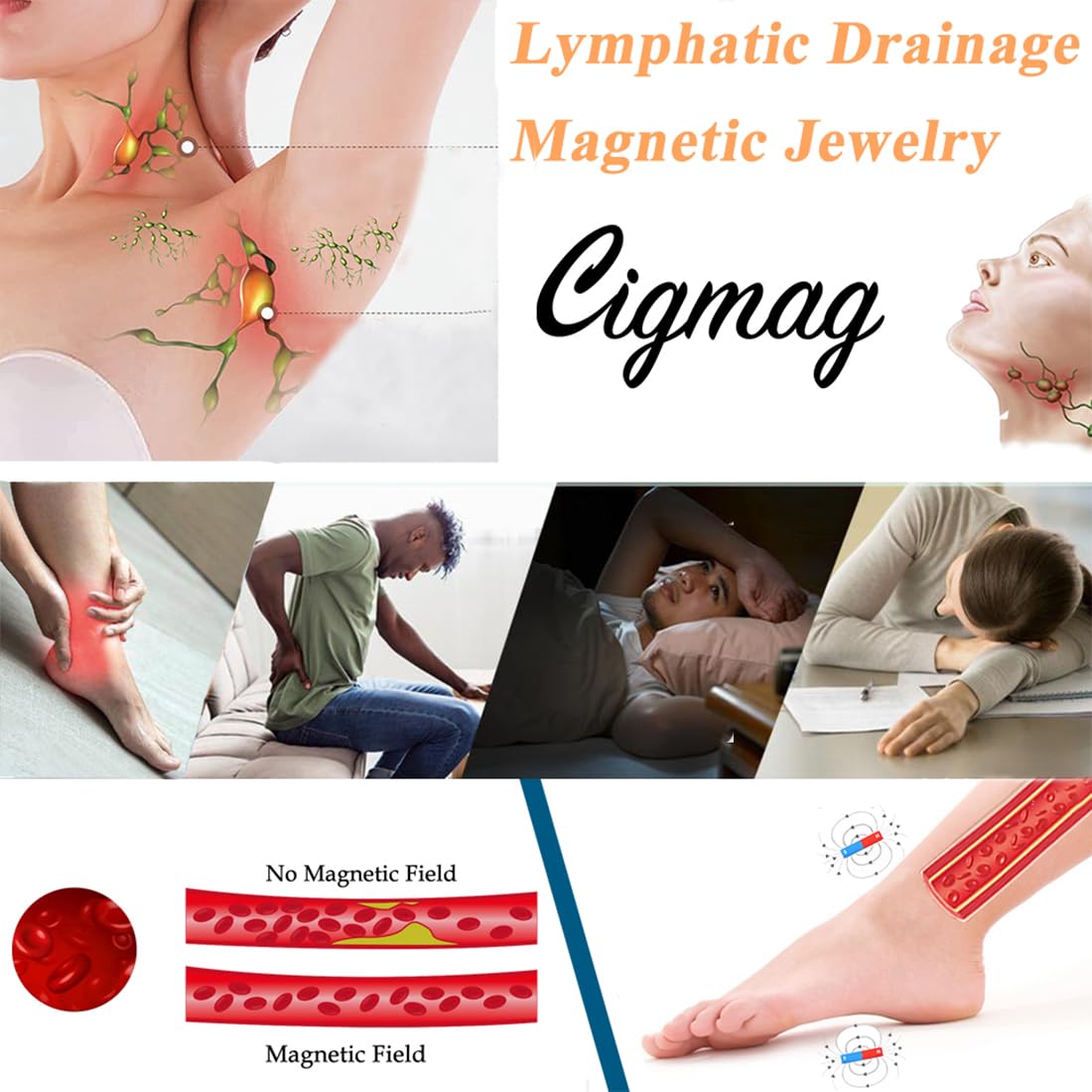 Cigmag Copper Anklet for Women Ultra Strength Pure Copper Anklet Bracelet for Feet Adjustable(crystal)