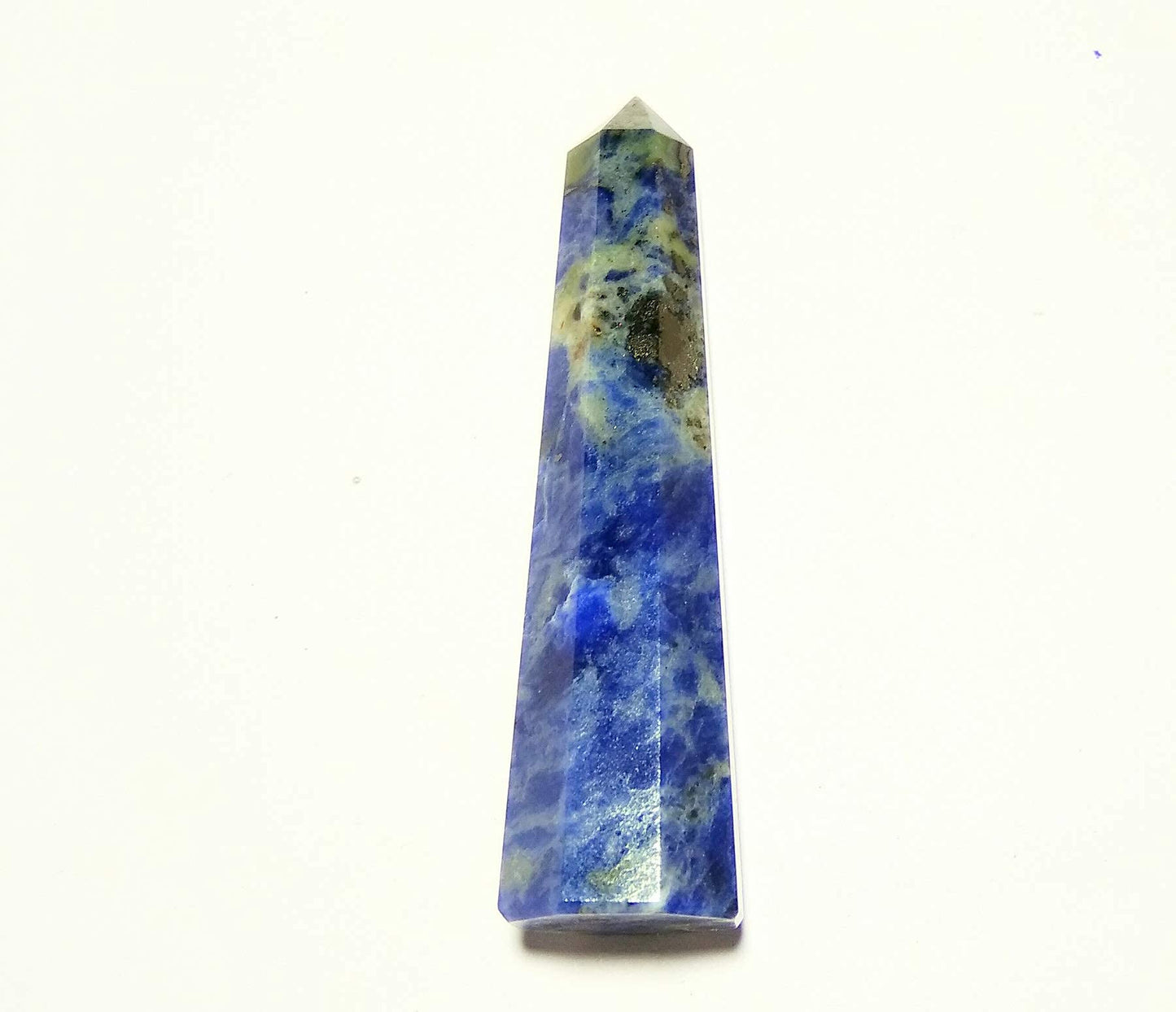 WholesaleGemShop 3 Inch Sodolite Gemstones Obelisk Tower Jumbo Facet Aura Rock Crystal Natural Polished Earth Wand Spirit