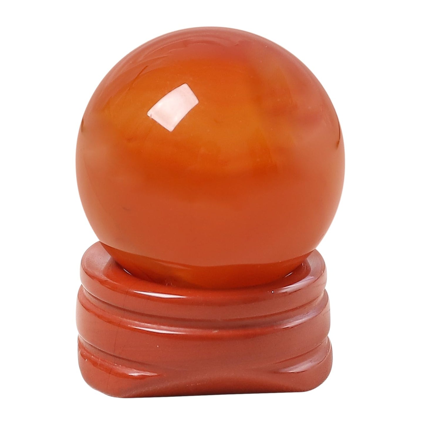 Casaper Natural Carnelian Ball with Red Jasper Stand, Healing Crystal Sphere for Home Fengshui Yoga Meditation, Reiki Energy Balancing 1.18”(30mm)