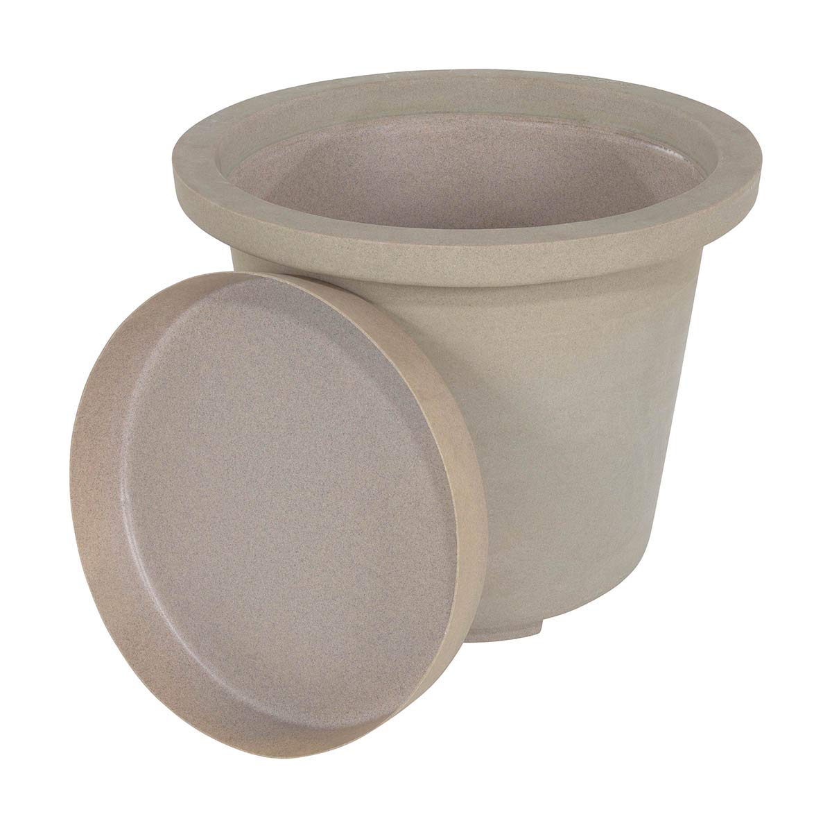 Vestil OG-IP-65-GKT Plastic Industrial Planter 36-1/4 in. x 36-1/4 in. x 36-1/4 in. 65 Gallon 800 Lb. Capacity Granite Khaki