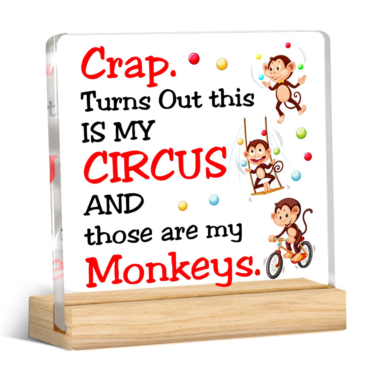 Funny Boss Day Gifts for Women Men, Bosses Day Gifts for Boss Leader This Is My Circus These are My Monkeys Acrylic Desk Plaque Sign Humor Office Decor