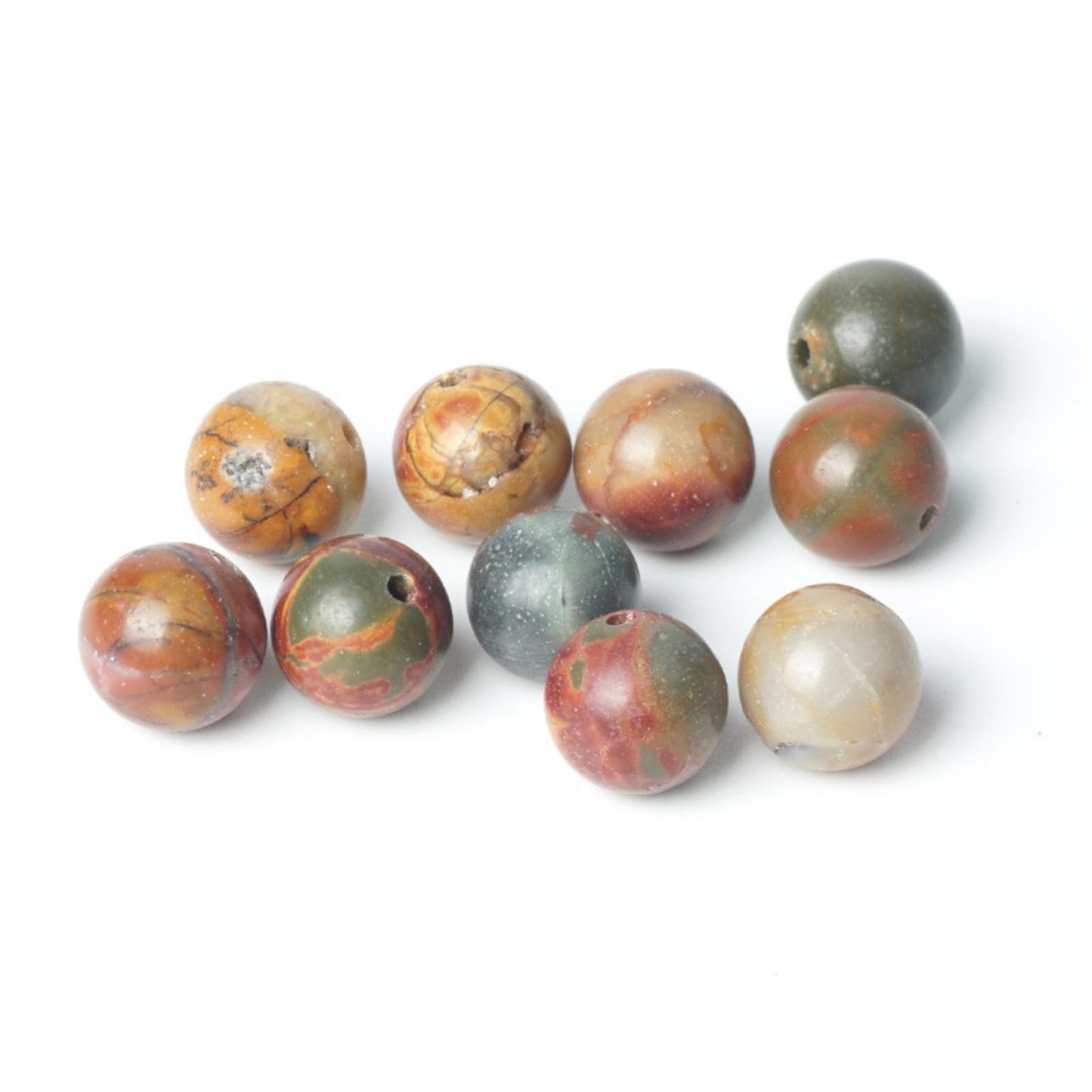 100Pcs Natural Stone 6mm Picasso Round Loose Gemstone Energy Healing Beads Hole Size 1mm DIY Smooth Beads for Bracelet Necklace Earrings Jewelry Making