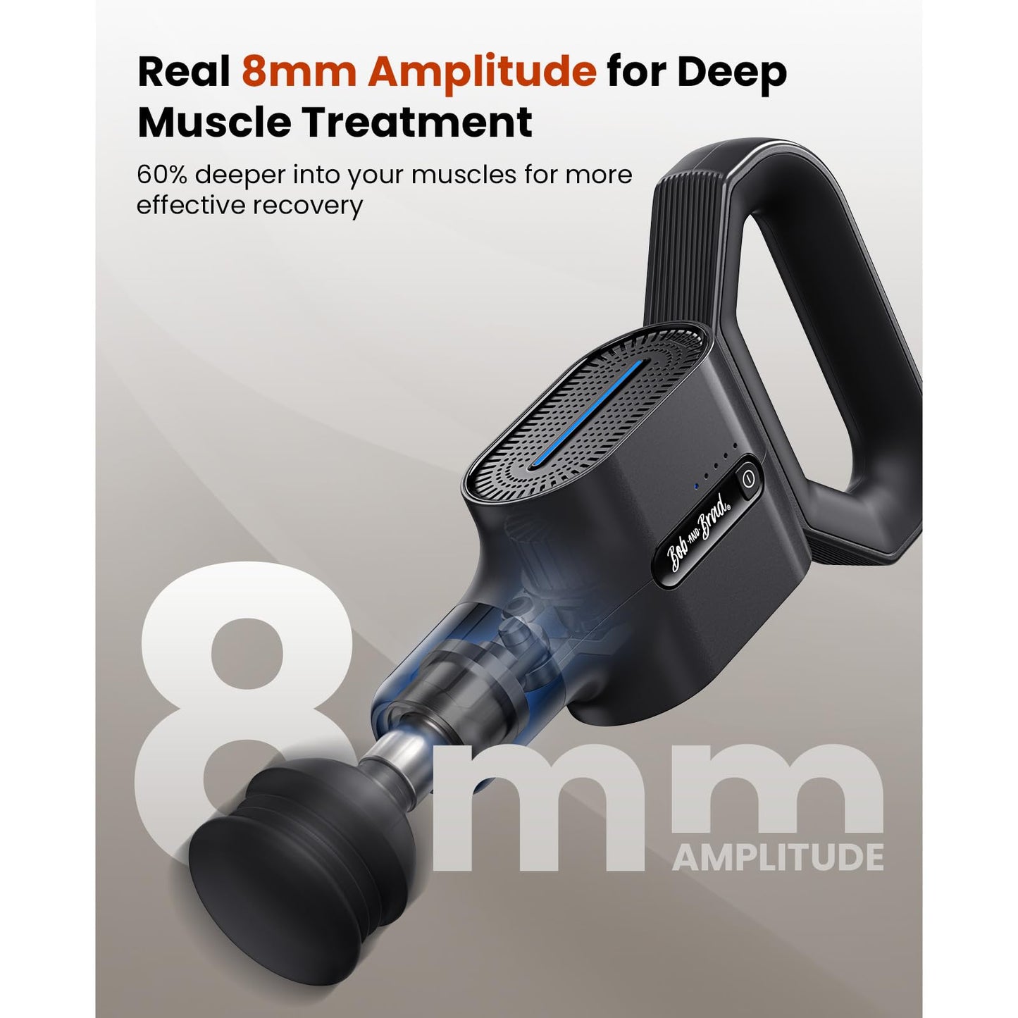 BOB AND BRAD Massage Gun with Massage Strap for Hard to Reach - Dual-Mode Percussion & Compression Massager for Muscle Recovery, Pain Relief in Back & Shoulders, FSA-HSA Eligible, Pain Relief Gift
