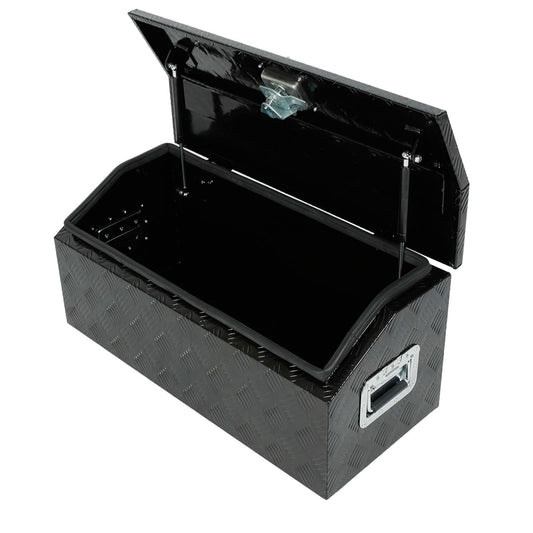 EASYBERG 30 Inch Aluminum Trailer Tongue Tool Box for Truck Pickup ATV Flatbed RV Storage Box,5 Bar Trailer Tool Box Storage Organizer with Dome Lid, Handle, Lock & 2 Keys, Black