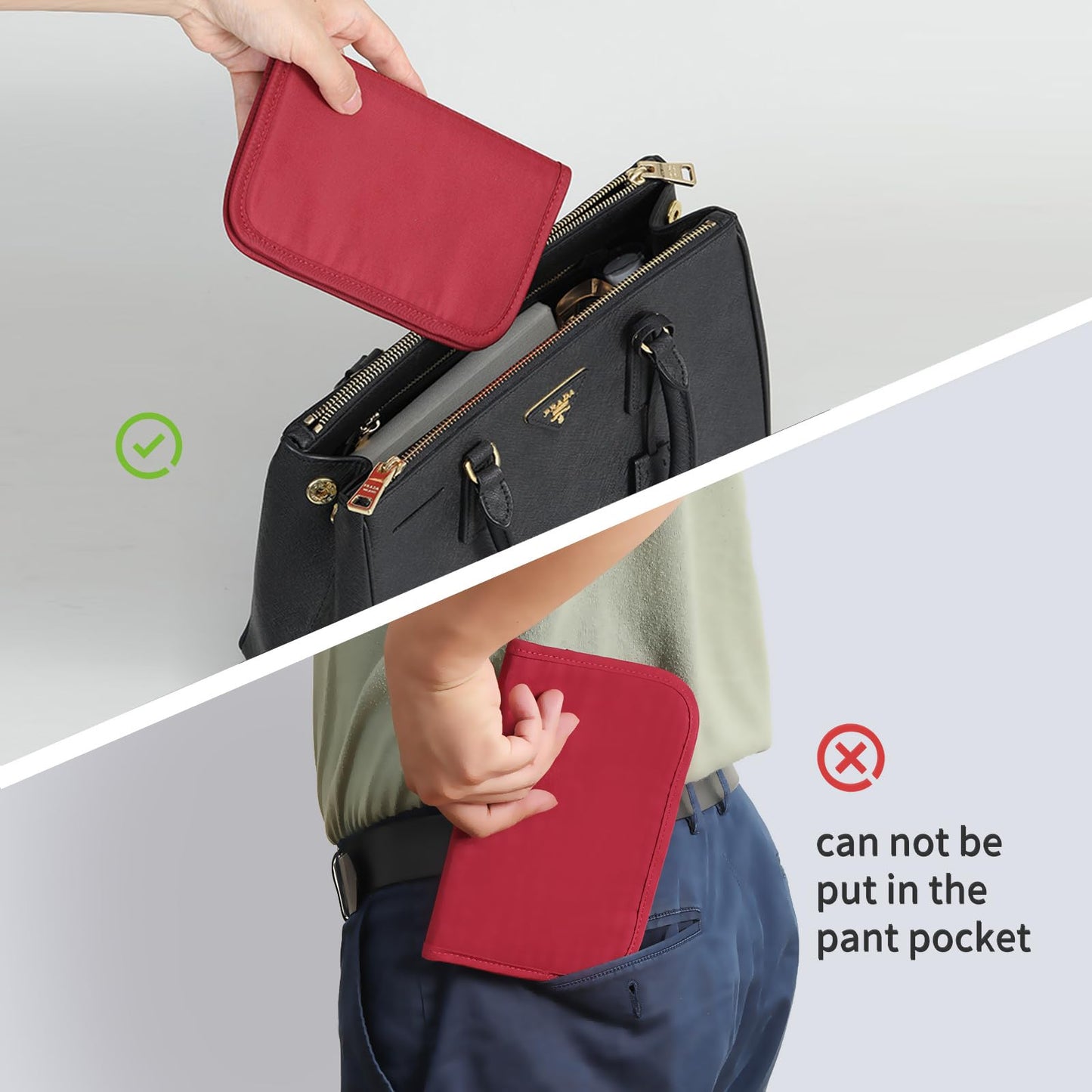 bagINBAG QIANPA Card Holder Holder for Men & Women，Slim Wallet with Zipper Pocket，28 Slots Minimalist Wallet RFID with Nylon Fabric，Wine Red