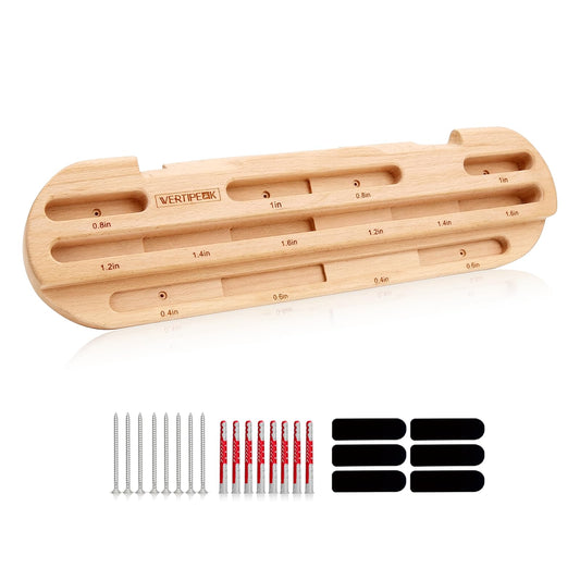 VERTIPEAK Wooden Climbing Hangboard, Training Hang Board, Rock Climbing Fingerboard with Incremental Depth Pockets for Finger & Forearm Strength, Grip Training and Pull-ups for Climbers Gift