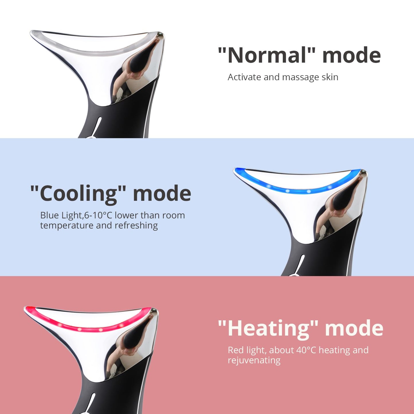 Ms.W Red Light Neck Face Massager, Facial Massager with Hot & Cold Modes for Skin Care, Vibration for Skin Tightening and Rejuvenation