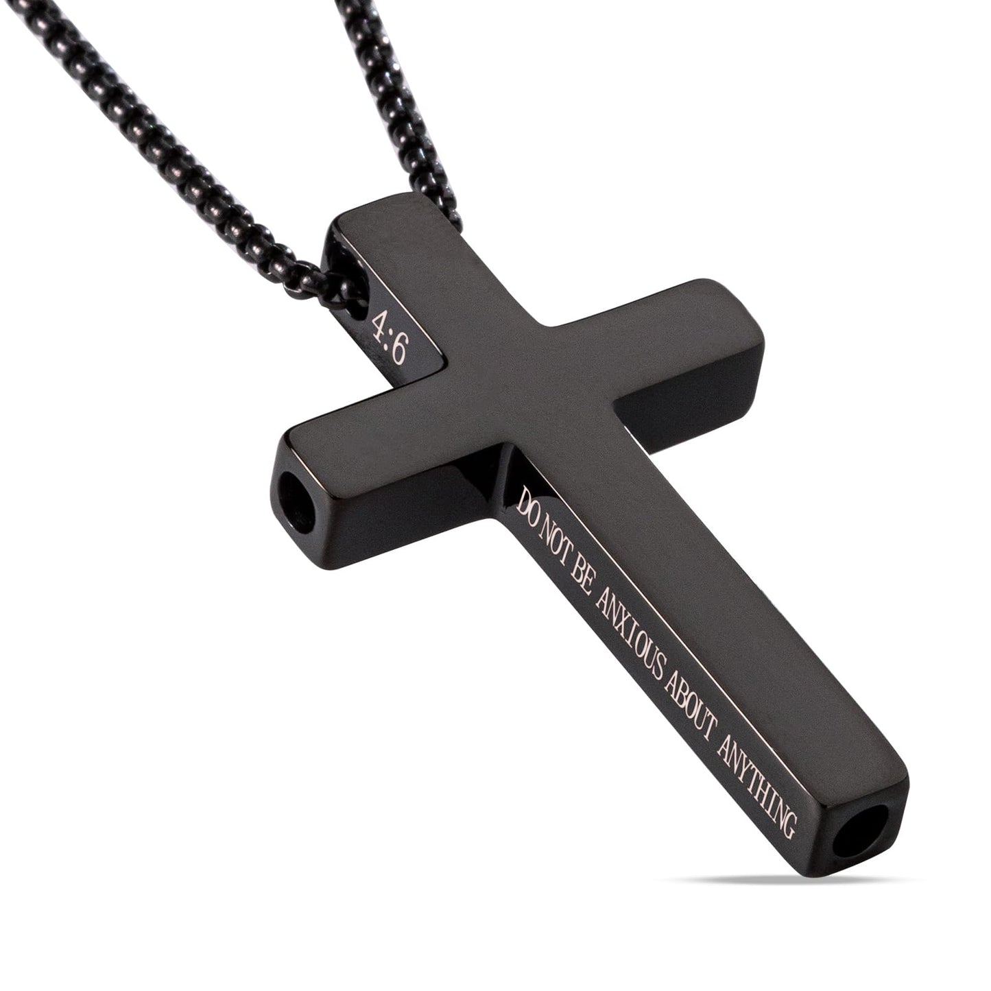 FUNPAR Cross Breathing Necklace for Anxiety Relief and Relaxation, Breathlink Design Quit Smoking Aid, Stainless Steel Mindfulness Tool to Calm, Stylish Wellness Gift for Adults(Black 4:6)