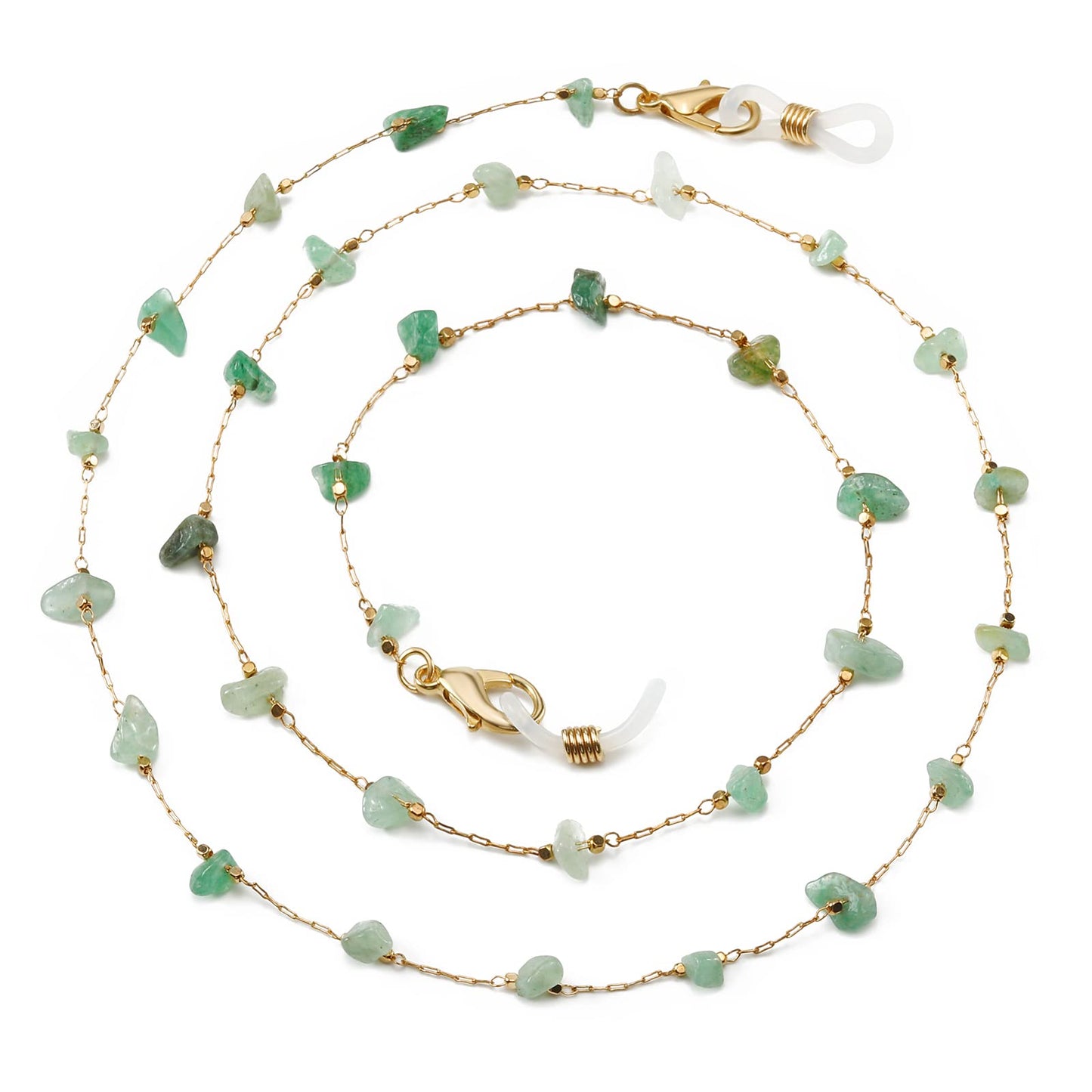 humlbird Eyeglass Chain for Women Stylish Mask Lanyard Natural Crystal Mask Chain Eye Glasses Holder Strap, Green Aventurine